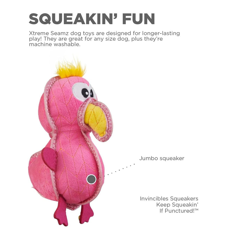 Outward Hound Xtreme Seamz Flamingo Squeaky Durable Dog Toy