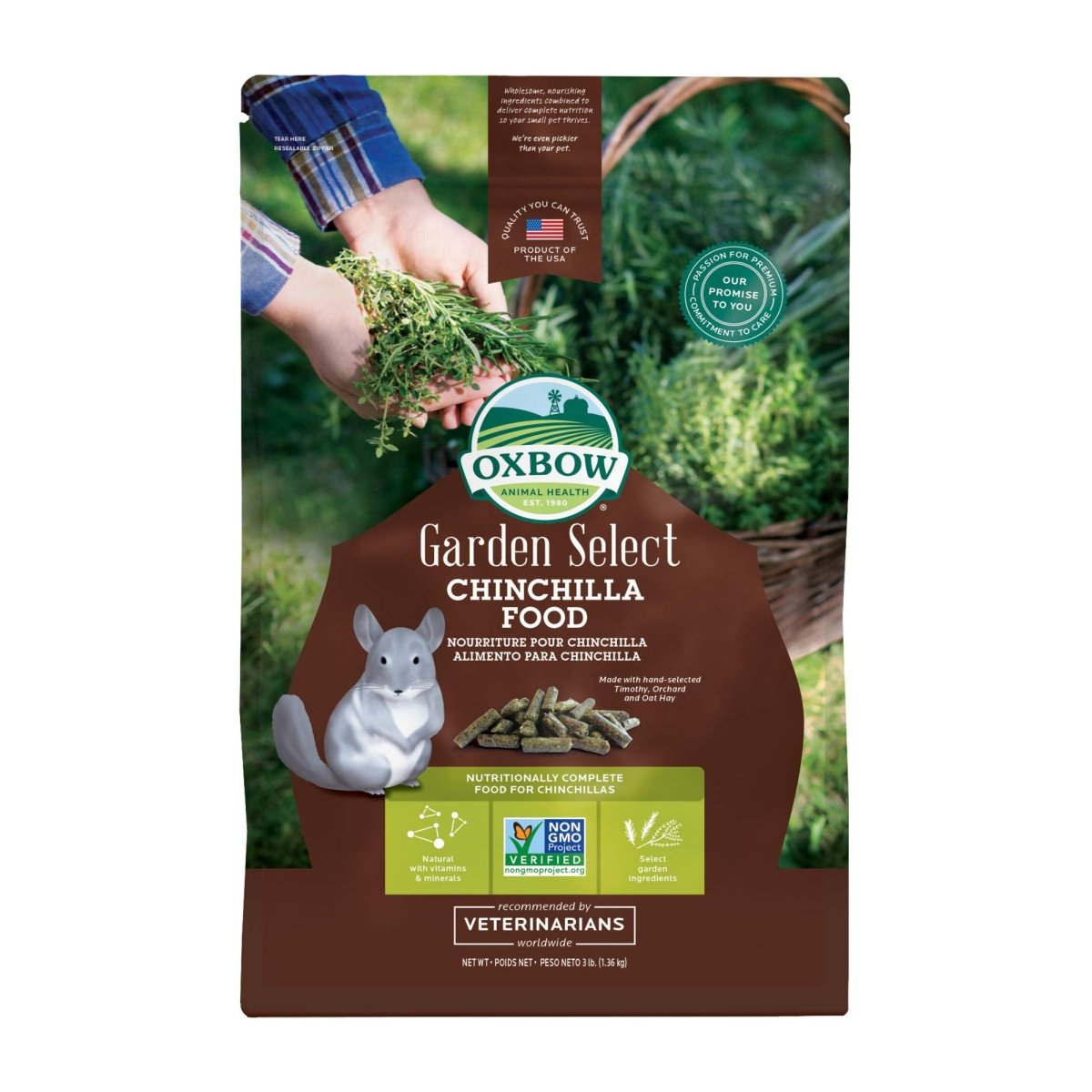 Oxbow Animal Health Garden Select Chinchilla Food, 3 Pound Bag