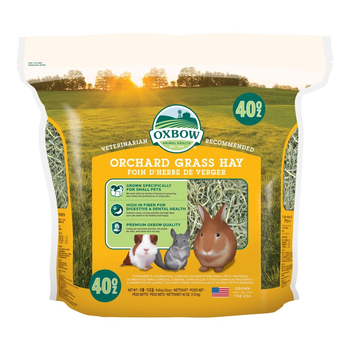 Oxbow Animal Health Orchard Grass Hay For Small Animals, 40 oz.