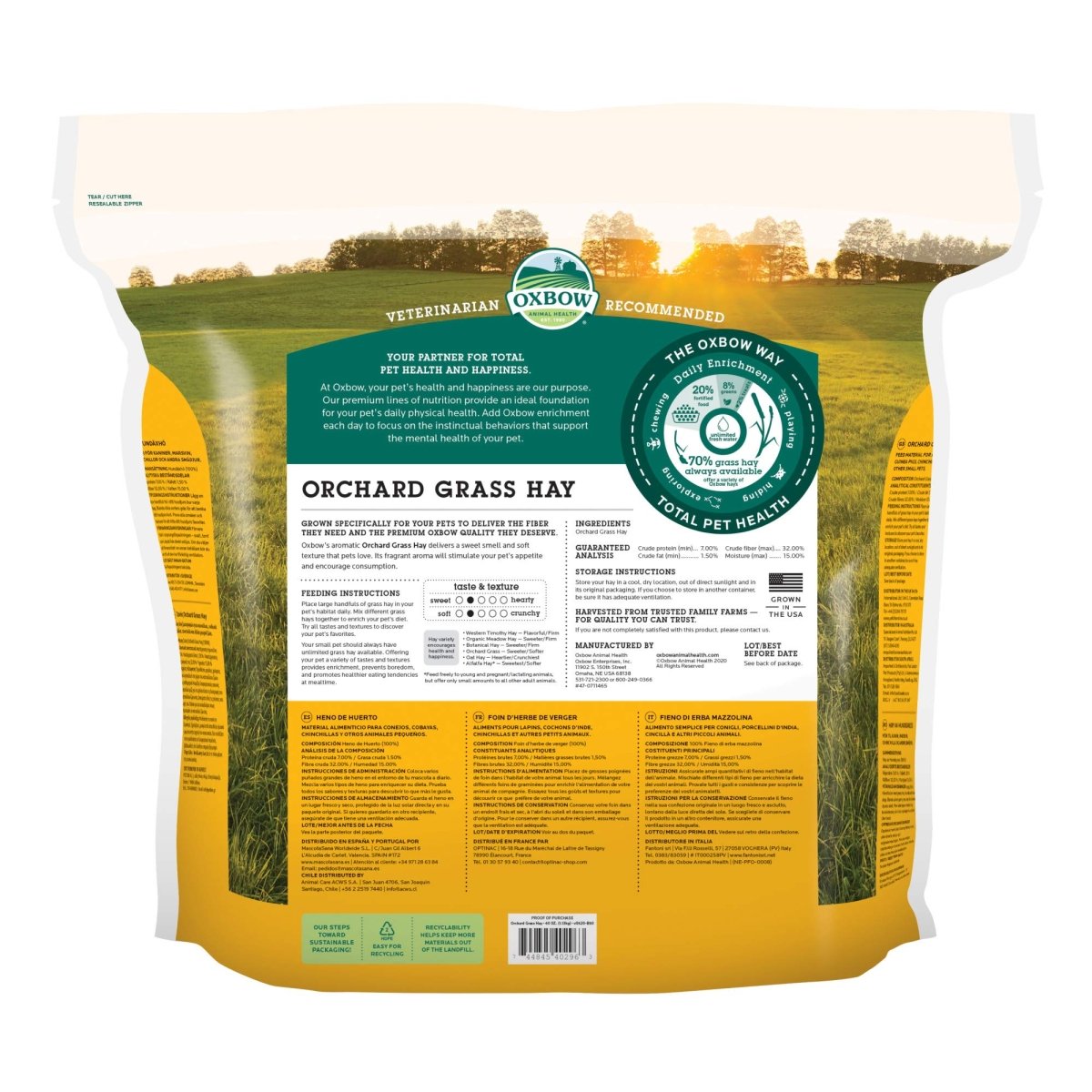 Oxbow Animal Health Orchard Grass Hay For Small Animals, 40 oz.