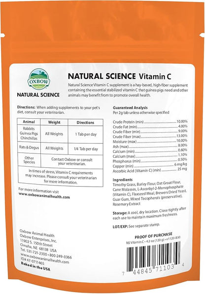 Oxbow natural science vitamin c baked small animal supplemental treats 4.2oz