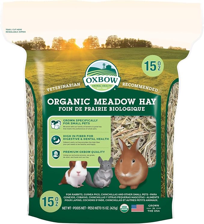 Oxbow organic meadow hay 15oz small animal hay
