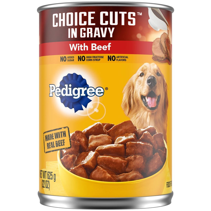 PEDIGREE CHOICE CUTS IN GRAVY Adult Canned Soft Wet Dog Food with Beef 22 oz. Can