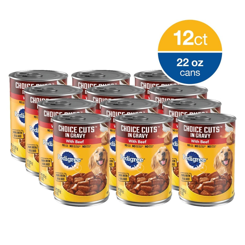 PEDIGREE CHOICE CUTS IN GRAVY Adult Canned Soft Wet Dog Food with Beef 22 oz. Can