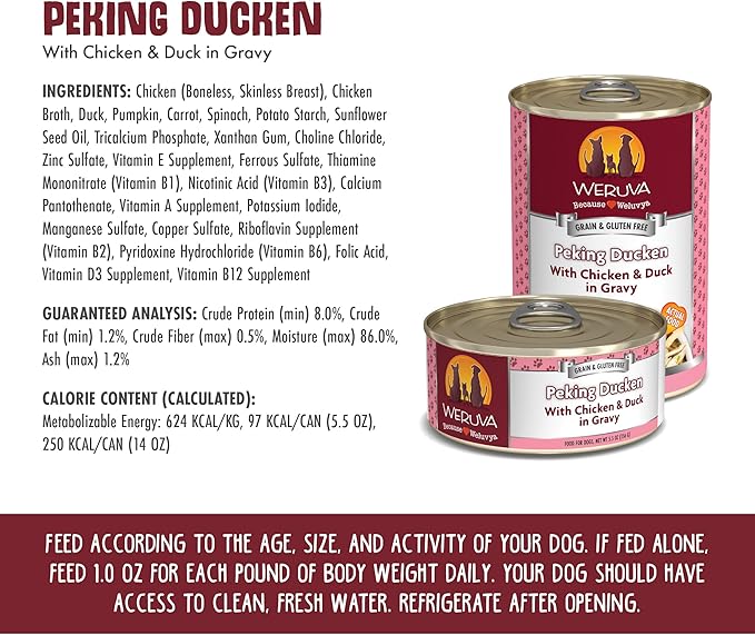 Peking ducken Weruva canned dog food with chicken and duck in gravy