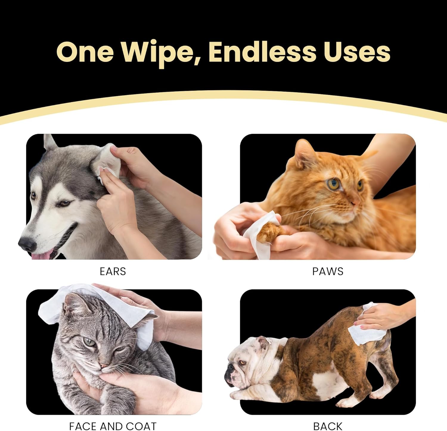 Pet grooming wipes for dogs and cats 80 wet wipes