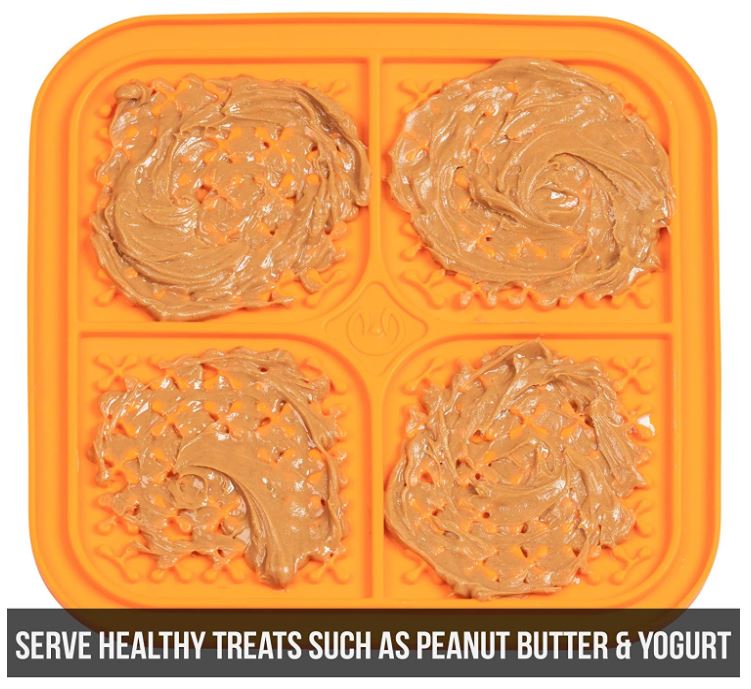 Pet Zone Boredom Busterz Indulge Licking Mat Slow Feeder For Dogs - Small Orange