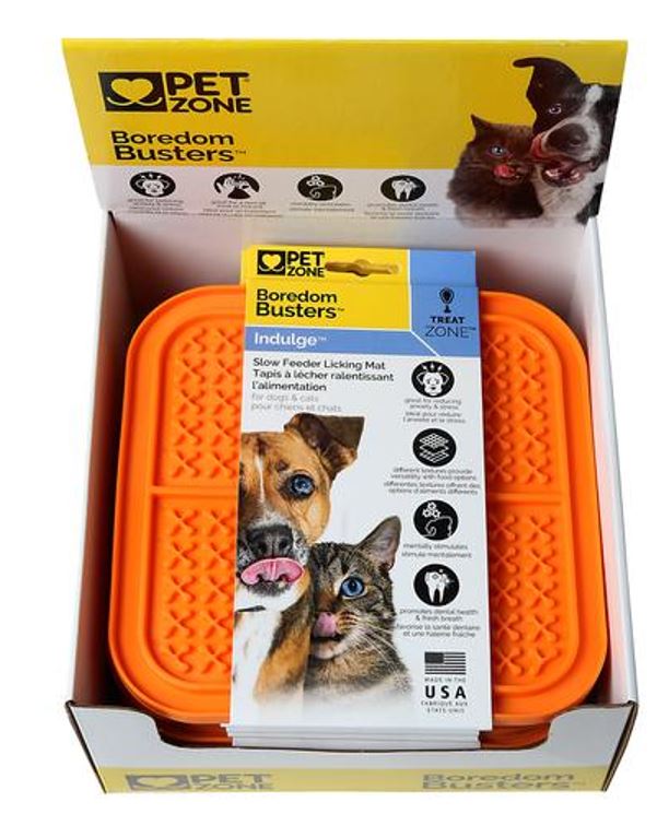 Pet Zone Boredom Busterz Indulge Licking Mat Slow Feeder For Dogs - Small Orange