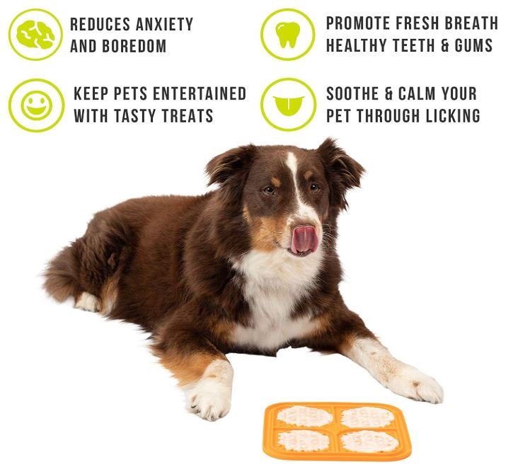 Pet Zone Boredom Busterz Indulge Licking Mat Slow Feeder For Dogs - Small Orange