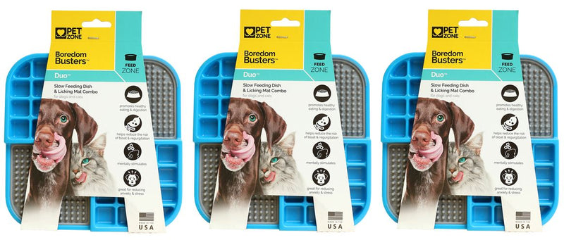 Pet Zone Boredom Busterz Slow feeder Licking Mat For Dogs - Blue Duo