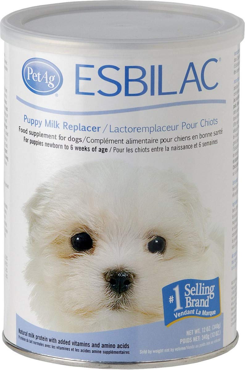 PetAg Esbilac Puppy Milk Replacer Powder - 12 oz Powdered Puppy Formula with Prebiotics - Probiotics & Vitamins for Puppies Newborn to Six Weeks Old - Easy to Digest