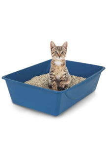 Petmate Litter Pan For Cat - Blue/Gray - Small - Made in USA