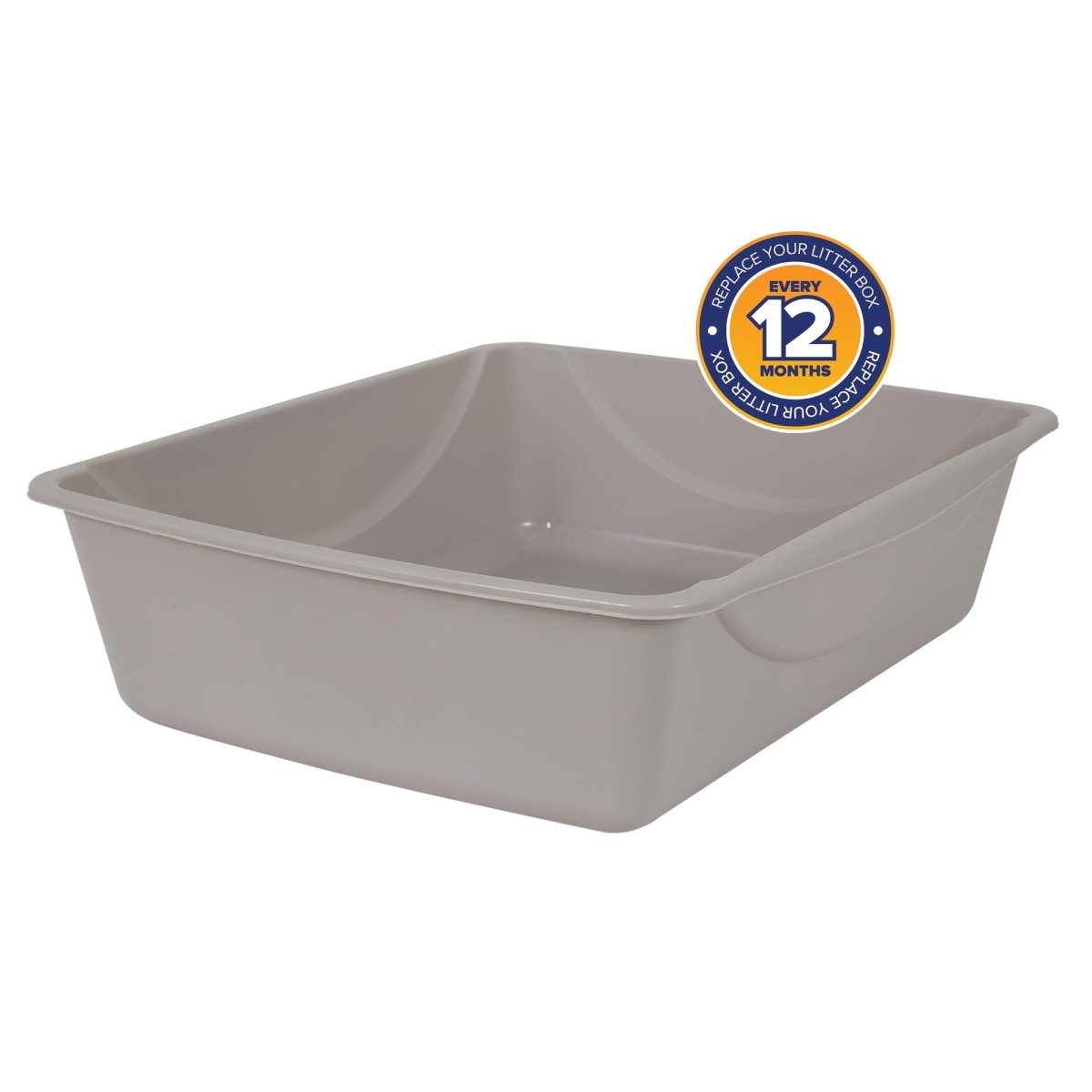 Petmate Open Cat Litter Box - Large - Mouse Grey - Durable Standard Litter Box - Made in USA