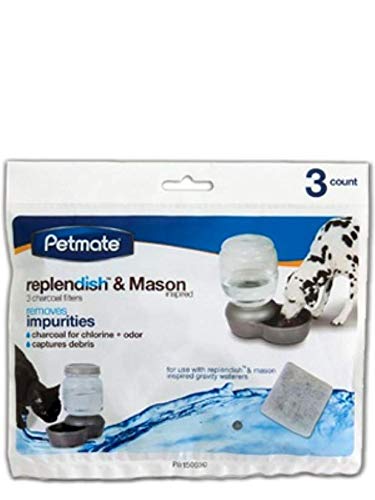 Petmate Replendish Charcoal Replacement Filters Control Chlorine and Odor For Dog - 3 count