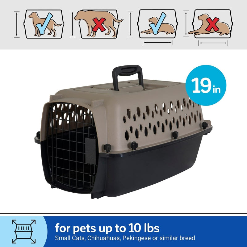 Petmate Vari Dog Kennel Portable Dog Crate for 10lbs Pets - Taupe & Black