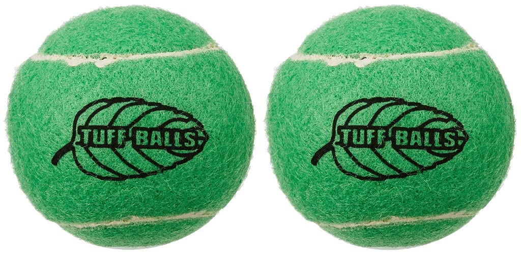 PetSport Mint Tuff Ball Dog Toys | 2 Pack Medium (2.5") Pet Safe Felt & Durable Rubber Tennis Balls | Play Fetch, Chuck or Toss at Dog Park | Natural Spearmint Flavor & Scent