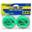 PetSport Mint Tuff Ball Dog Toys | 2 Pack Medium (2.5") Pet Safe Felt & Durable Rubber Tennis Balls | Play Fetch, Chuck or Toss at Dog Park | Natural Spearmint Flavor & Scent