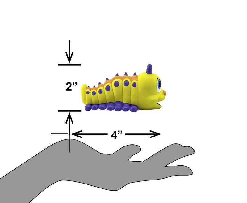 PetSport Naturflex Tiny Tots Small Caterpillar Latex Dog Chew Toy | All - Natural Soft, Squeaky, Non - Toxic Rubber Chew Toy | Safe for Indoor Play | 4.5"