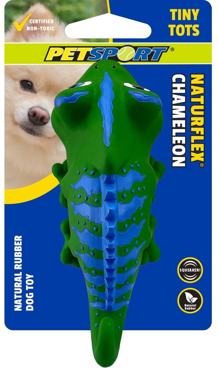 PetSport Naturflex Tiny Tots Small Chameleon Latex Dog Chew Toy | All - Natural Soft, Squeaky, Non - Toxic Rubber Chew Toy | Safe for Indoor Play | 4.5"