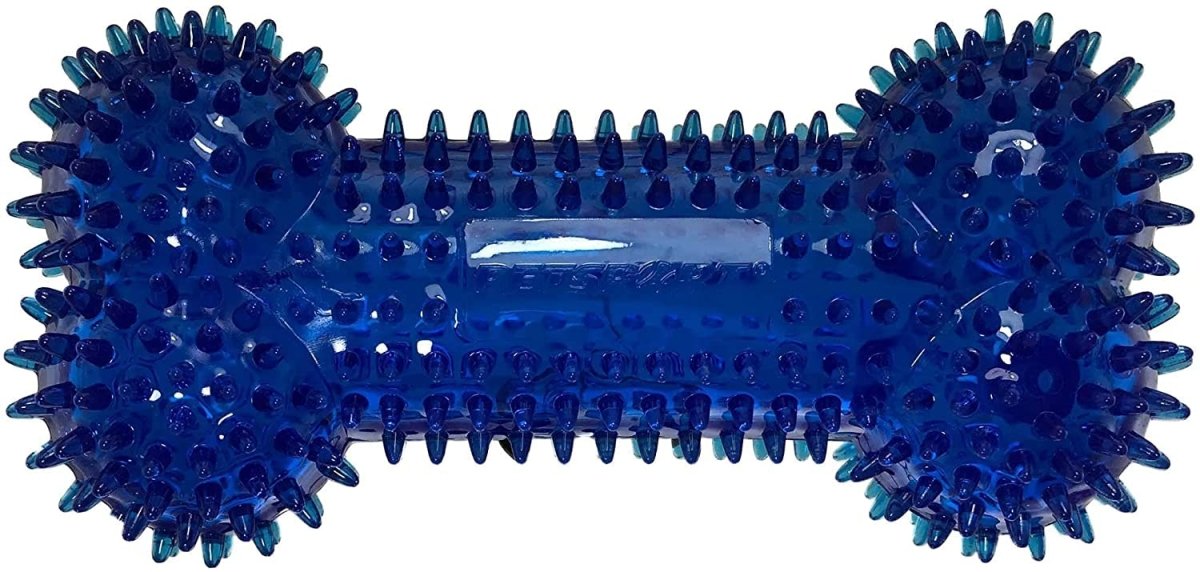PetSport Tiny Tots 4.5" Gorilla Spiky Squeaker Bone Dog Toy | Vanilla Scented Super Durable TPR Rubber That Floats | Helps Maintain Dental Health for Your Pet, Colors Will Vary