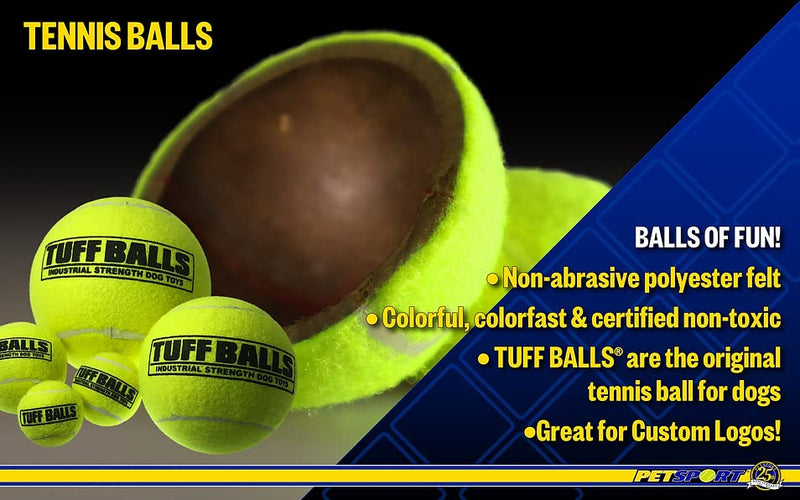 PetSport Yellow Tennis Ball Dog Toys 1 ct Small (1.8") Pet Safe Durable Felt & Rubber Junior Tuff Balls | Play Fetch, Launch