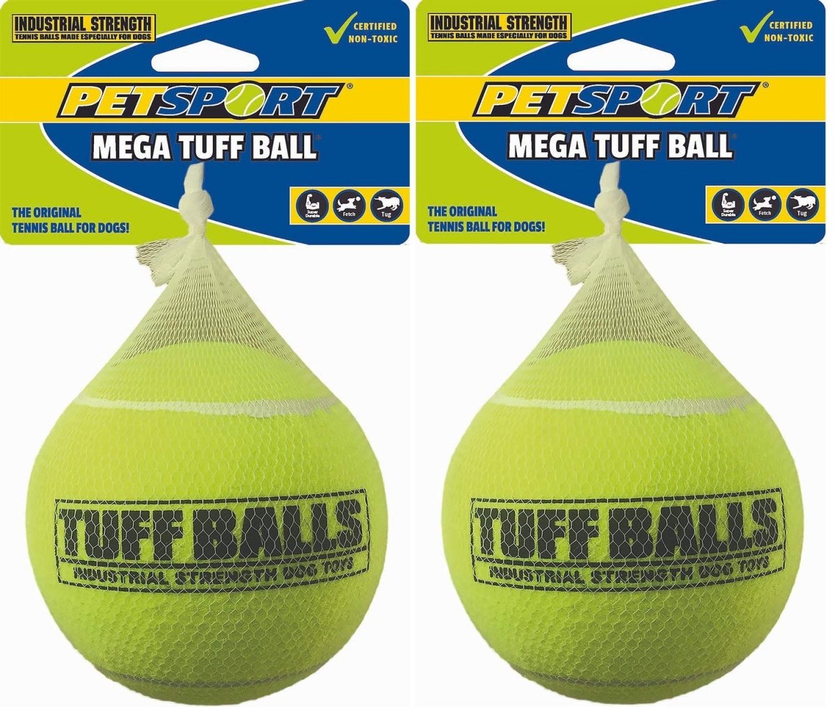 PetSport Yellow Tennis Ball Dog Toys | 1 Pack Mega (6") Tuff Balls for Extra Large Dogs | Pet Safe Non - Toxic Industrial Strength Felt & Rubber | Exercise, Train or Toss at Dog Park