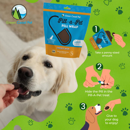 Pill - a - Pet Pill Wrap for Dogs Cheese Flavor | Made in USA | Probiotics | 60 Wraps