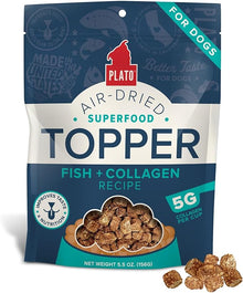 Plato air dried superfood topper dog treats fish collagen recipe 5.5oz bag