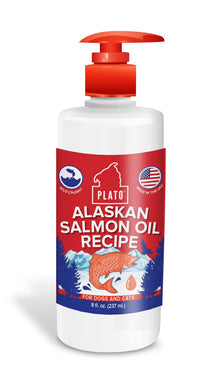 PLATO Wild Alaskan Salmon Oil Kibble Topper | Omega 3 & 6 Fatty Acids for Healthy Skin & Coat | 8 Ounces