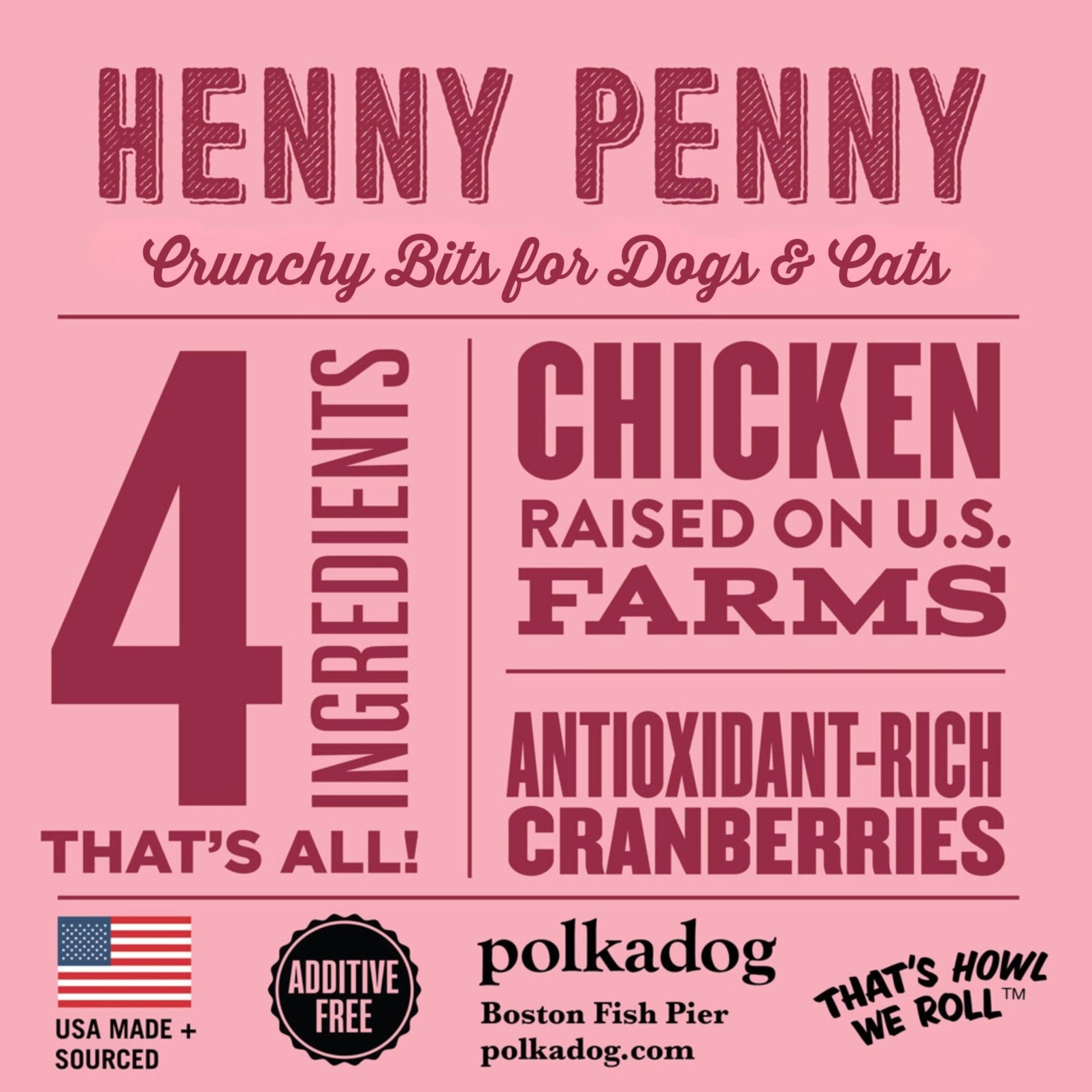 Polkadog Henny Penny Chicken & Cranberry Dog Treats Cat Snacks, Bite - Shaped Treat For Dogs, Puppies All - Natural Pet, Dog Treats 7 Oz