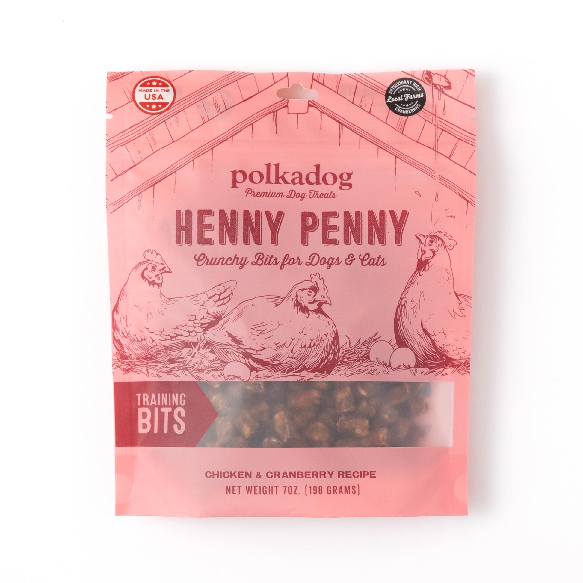 Polkadog Henny Penny Chicken & Cranberry Dog Treats Cat Snacks, Bite - Shaped Treat For Dogs, Puppies All - Natural Pet, Dog Treats 7 Oz