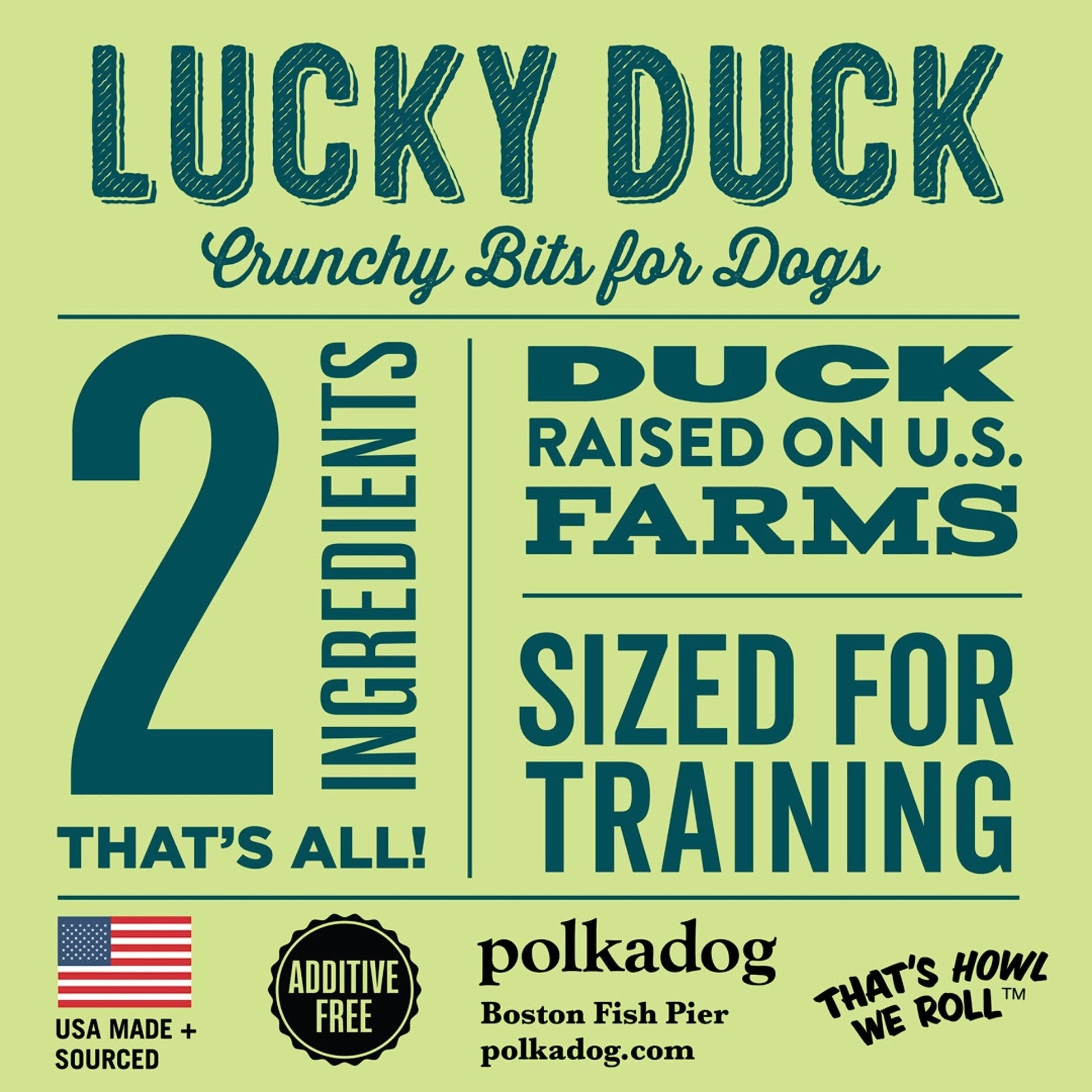 Polkadog Lucky Duck Dog Training Treats All - Natural Bits, Pet Treats For Kittens, Puppies – Bite - Sized, Crunchy Snack For Dogs, Cats – Grain Free – 7Oz