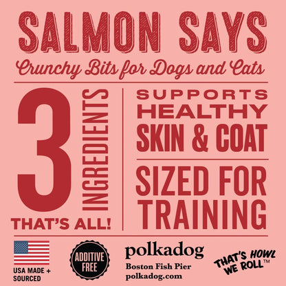 Polkadog Salmon Says Training Bits 2Oz - Omega - 3 Rich, Low Fat Healthy Dog Treat - Digestible, Vitamin & Mineral Packed Dog Snacks - Crunchy 3 - Ingredient Treat, Ideal For Dogs With Allergies