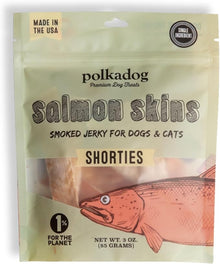 Polkadog salmon skins shorties 3oz dog cat treats