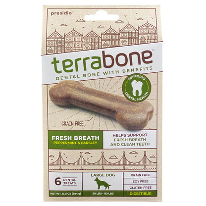 Presidio Terrabone Dental Chews, Dog Teeth Cleaning Treat, Large, 6 Treats