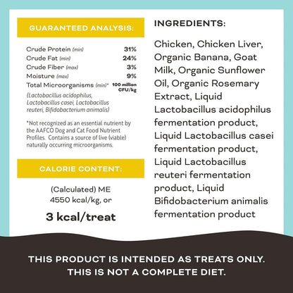 Primal Freeze Dried Dog Treats - Chicken & Banana Dog Treats with Goat Milk for Dogs - Peelin' Fantastic - Grain Free Training Treats for Dogs with Probiotics - 2 oz