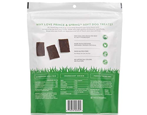 Prince & Spring Soft Dog Treats - Gluten Free Grass Fed Beef & Chicken Recipe Grain Free Soft Moist Meaty Dog Food - 22 oz