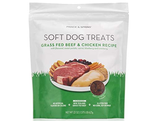 Prince & Spring Soft Dog Treats - Gluten Free Grass Fed Beef & Chicken Recipe Grain Free Soft Moist Meaty Dog Food - 22 oz