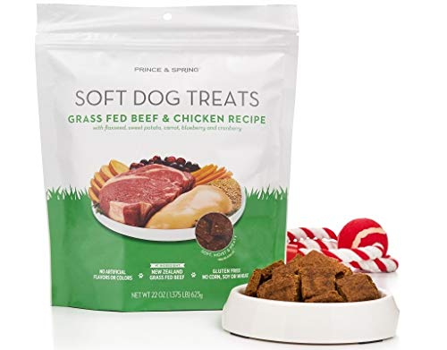 Prince & Spring Soft Dog Treats - Gluten Free Grass Fed Beef & Chicken Recipe Grain Free Soft Moist Meaty Dog Food - 22 oz