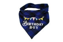 Puppibles plaid cotton luxury birthday bandana - blue