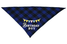 Puppibles plaid cotton luxury birthday bandana - blue