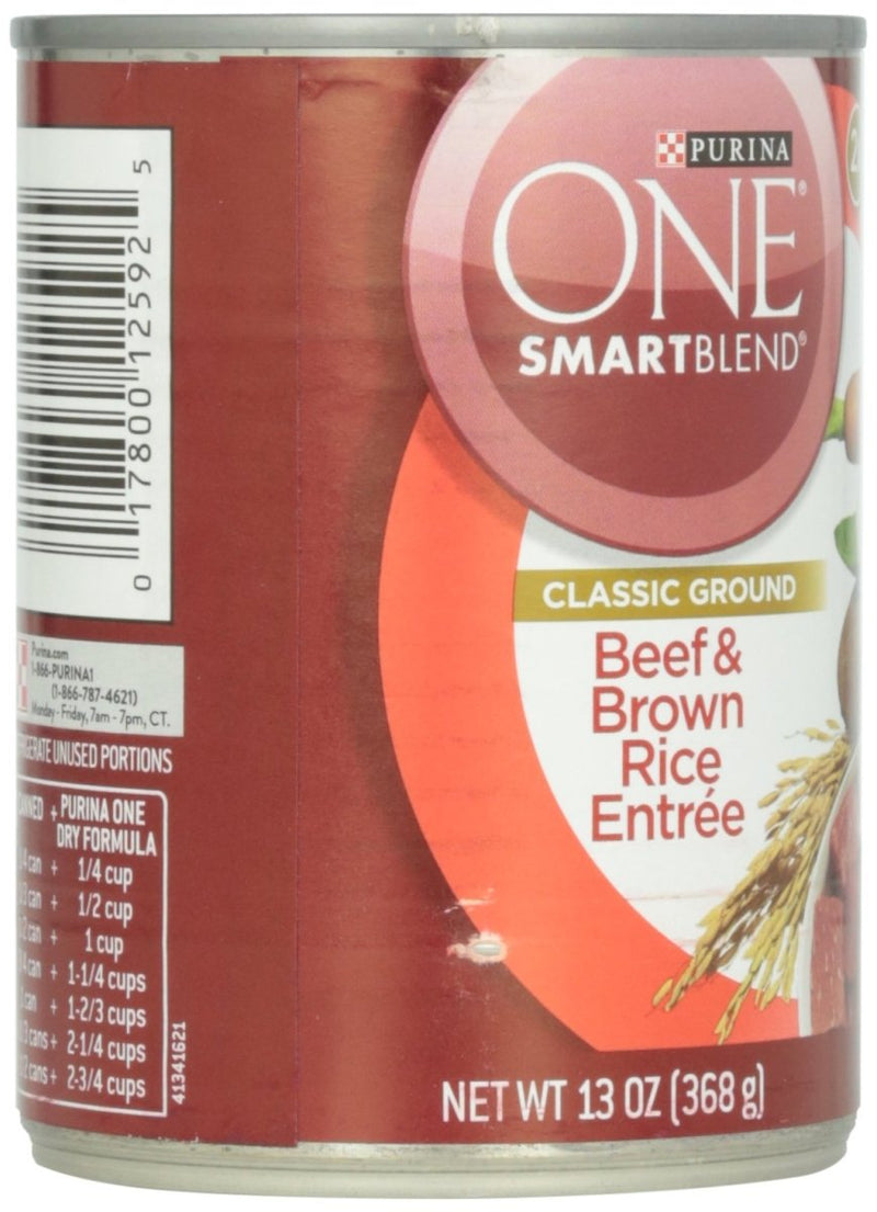 Purina ONE Beef and Brown Rice Adult Can Dog Food, 13 Oz