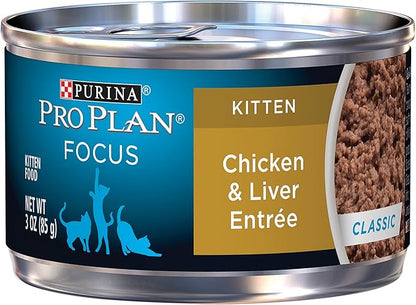 Purina pro plan canned kitten food classic chicken & liver entree 3oz can wet food