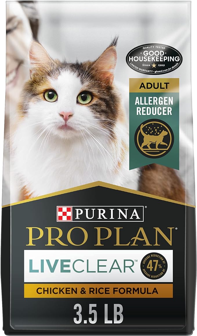 Purina Pro Plan LiveClear Probiotic Chicken & Rice Formula Dry Cat Food, 3.5 - lb bag