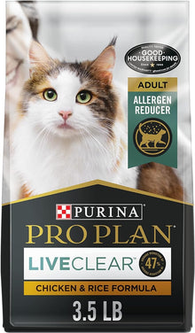 Purina Pro Plan LiveClear Probiotic Chicken & Rice Formula Dry Cat Food, 3.5 - lb bag