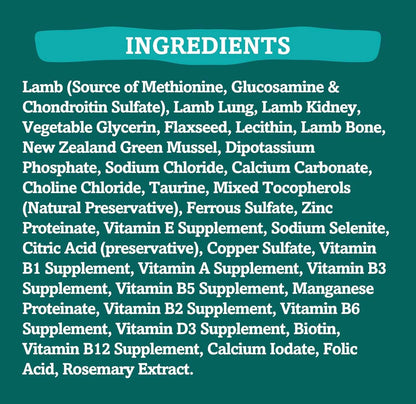 RawTernative Air Dried Dog Food, High Protein, Over 90% Real Lamb & Lamb Organs + New Zealand Green Lipped Mussels, Complete Meal or Topper, Grain Free, Gluten Free, Non GMO, (3 lb Bag)