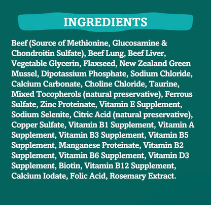 RawTernative Air Dried Dog Food, High Protein, Over 90% Real Salmon & Beef + New Zealand Green Lipped Mussels, Complete Meal or Topper, Grain Free, Gluten Free, Non GMO, (5 oz Bag)