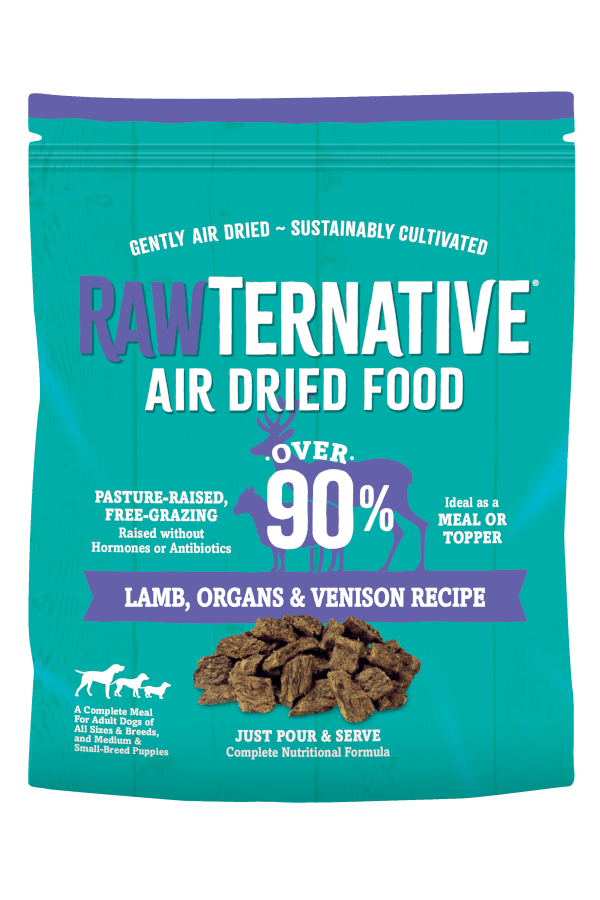 Rawternative air dried dog food lamb, organs, & venison recipe meal topper 1lb bag
