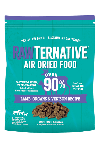 Rawternative air dried dog food lamb, organs, & venison recipe meal topper 1lb bag