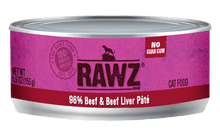 Rawz 96% beef & beef liver pate wet canned cat food 3oz